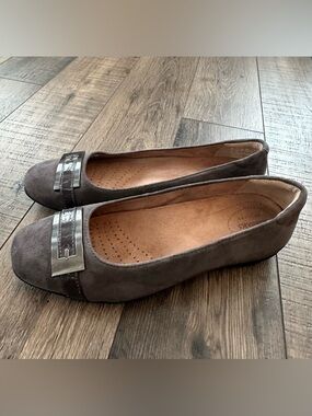 Clarks Candra Glare Ballet Flats Gray Suede Women’s Size 6.5